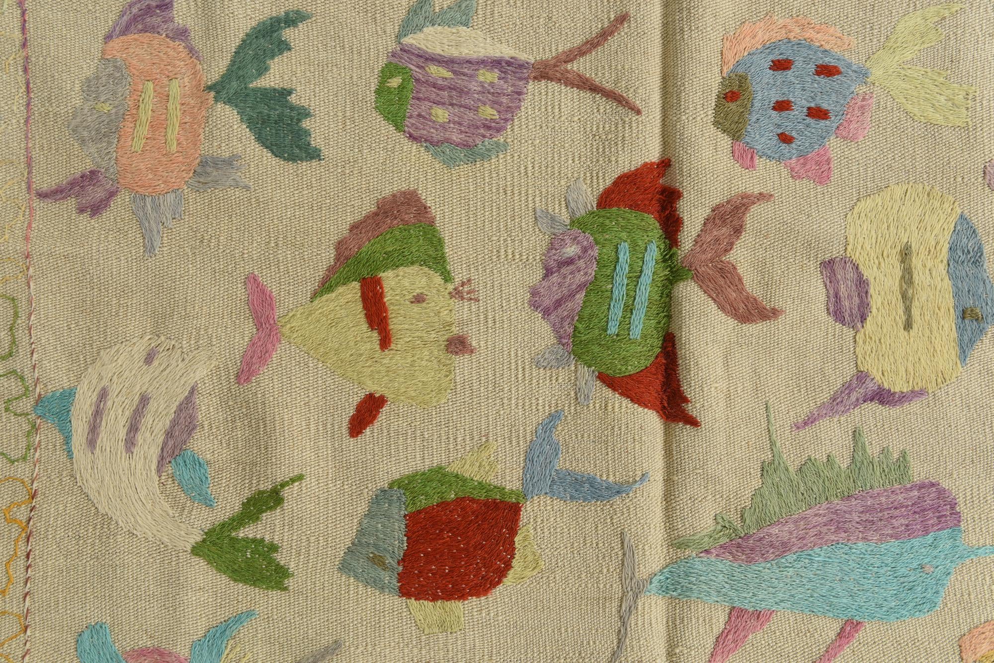 5' 4 x 7' 7 Hand Woven Kilim Suzani Wool Rug
