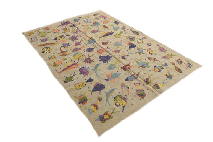 5' 6 x 7' 10 Hand Woven Kilim Suzani Wool Rug