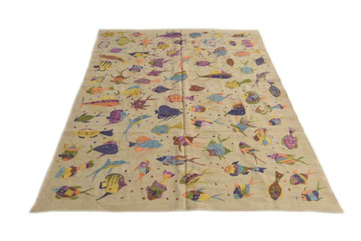 5' 6 x 7' 10 Hand Woven Kilim Suzani Wool Rug