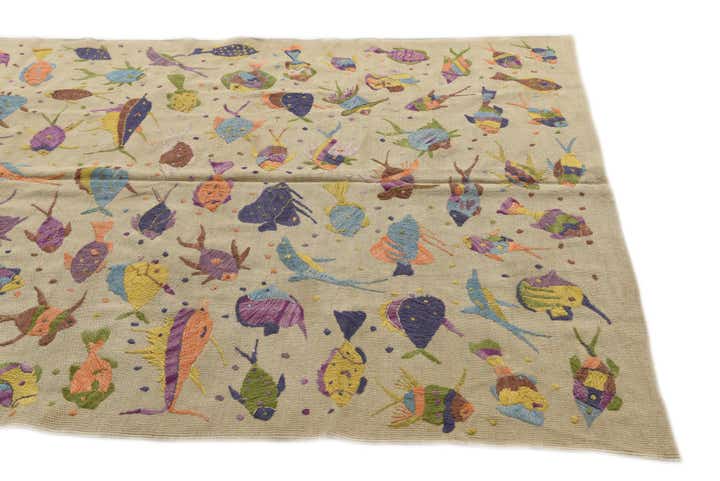 5' 6 x 7' 10 Hand Woven Kilim Suzani Wool Rug