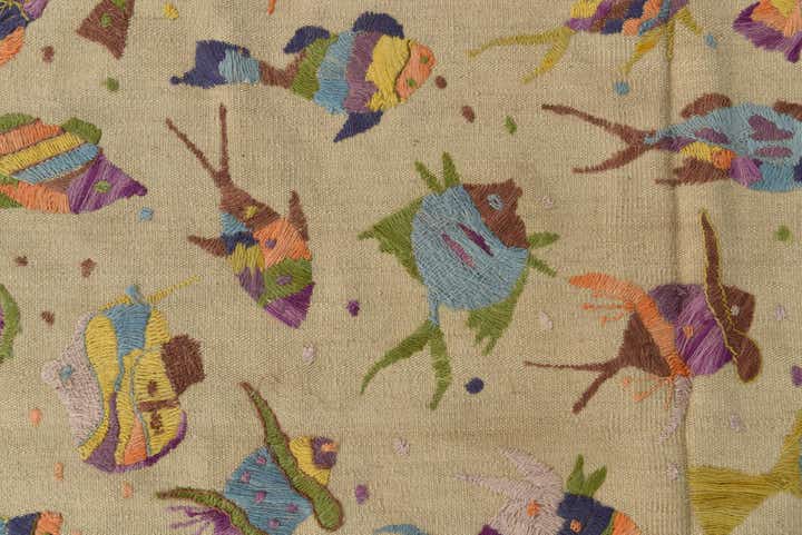 5' 6 x 7' 10 Hand Woven Kilim Suzani Wool Rug