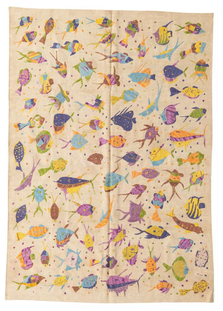 5' 6 x 7' 10 Hand Woven Kilim Suzani Wool Rug