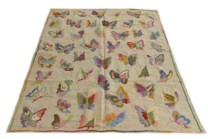 4' 9 x 6' 2 Hand Woven Kilim Suzani Wool Rug