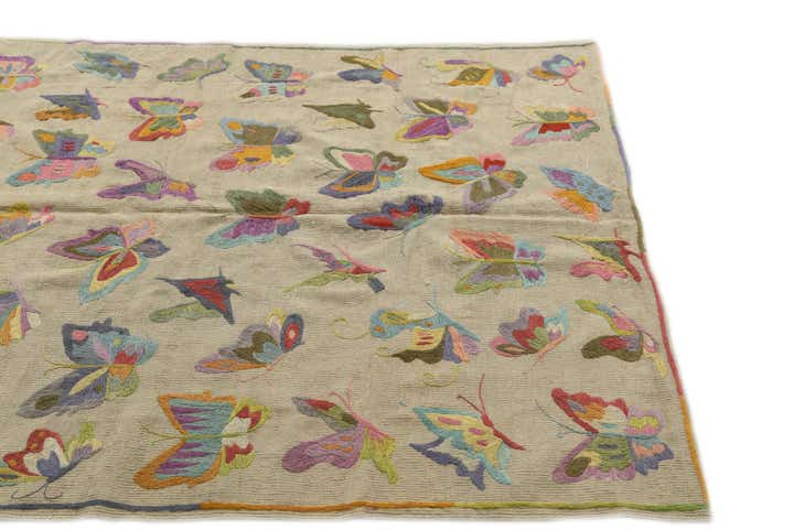 4' 9 x 6' 2 Hand Woven Kilim Suzani Wool Rug