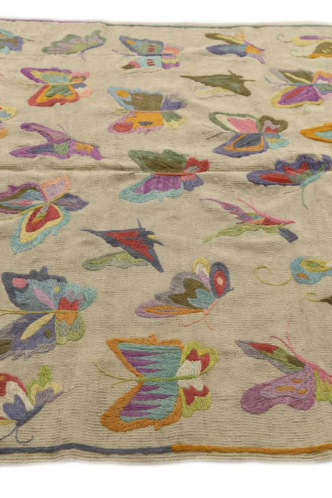4' 9 x 6' 2 Hand Woven Kilim Suzani Wool Rug