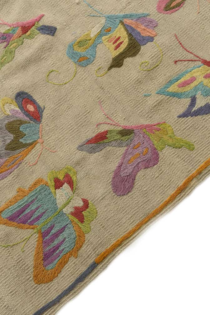 4' 9 x 6' 2 Hand Woven Kilim Suzani Wool Rug