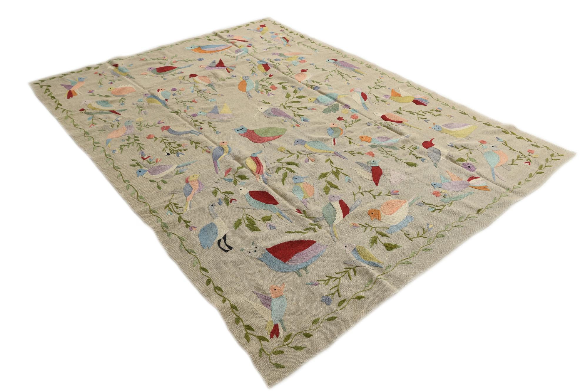 6' 9 x 9' Hand Woven Kilim Suzani Wool Rug