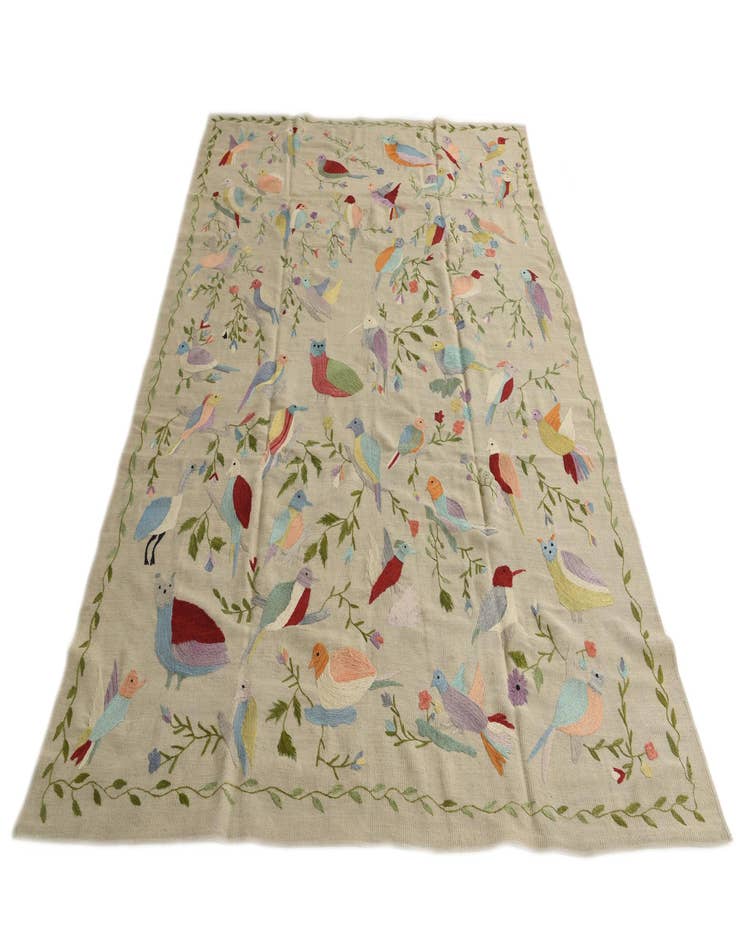 Detail image of 6' 9 x 9'  Hand Woven Kilim Suzani Wool Rug