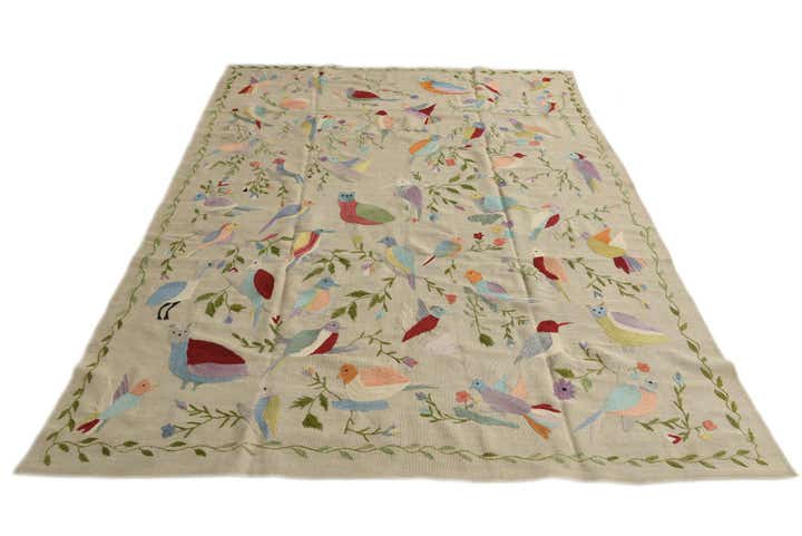 6' 9 x 9' Hand Woven Kilim Suzani Wool Rug