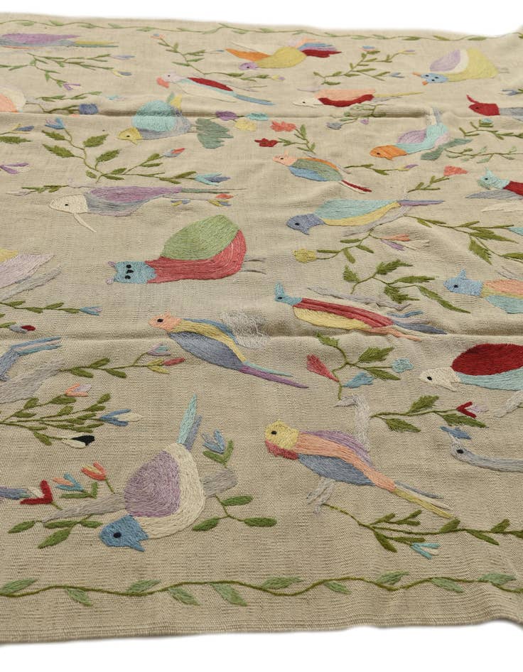 Detail image of 6' 9 x 9'  Hand Woven Kilim Suzani Wool Rug