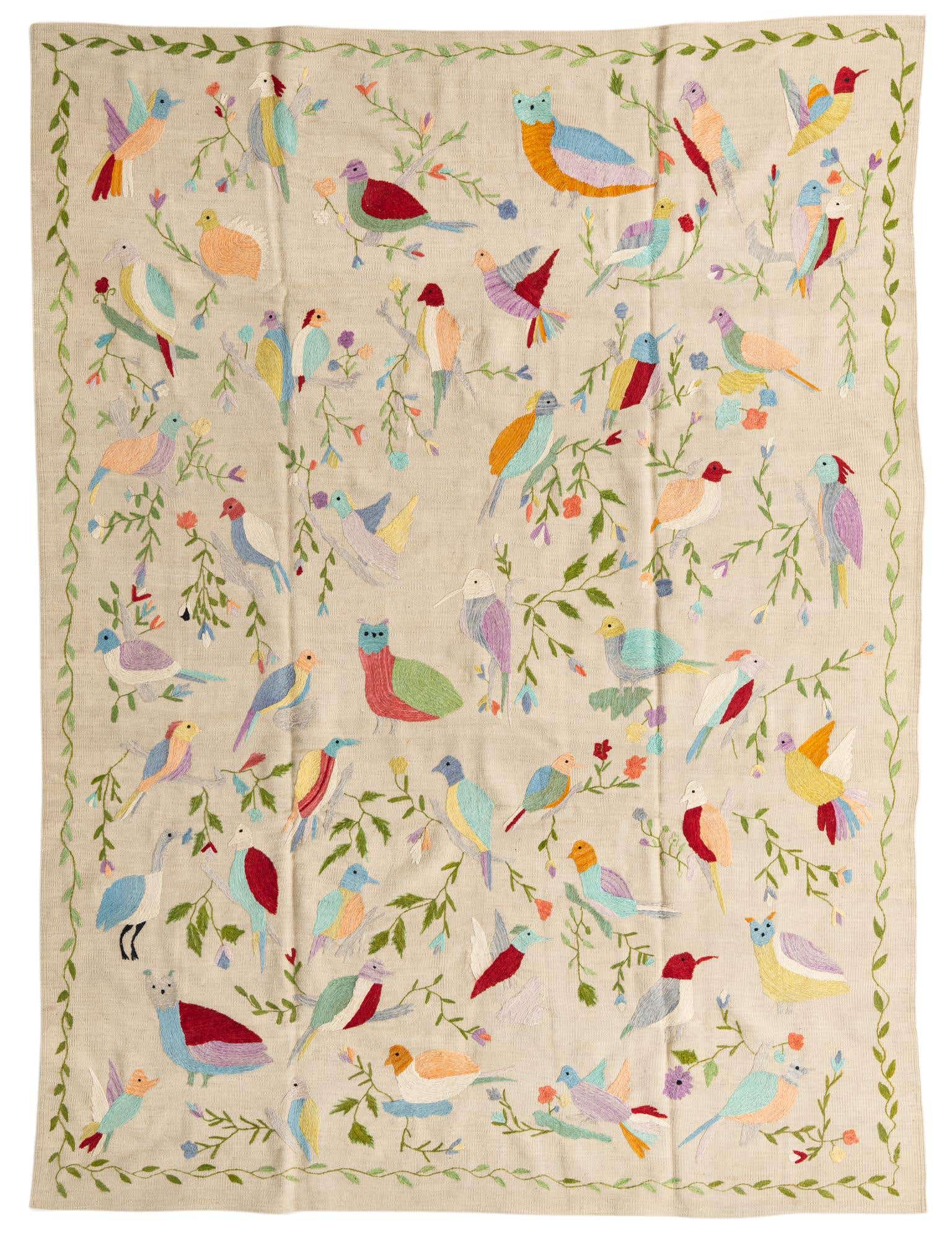 6' 9 x 9' Hand Woven Kilim Suzani Wool Rug