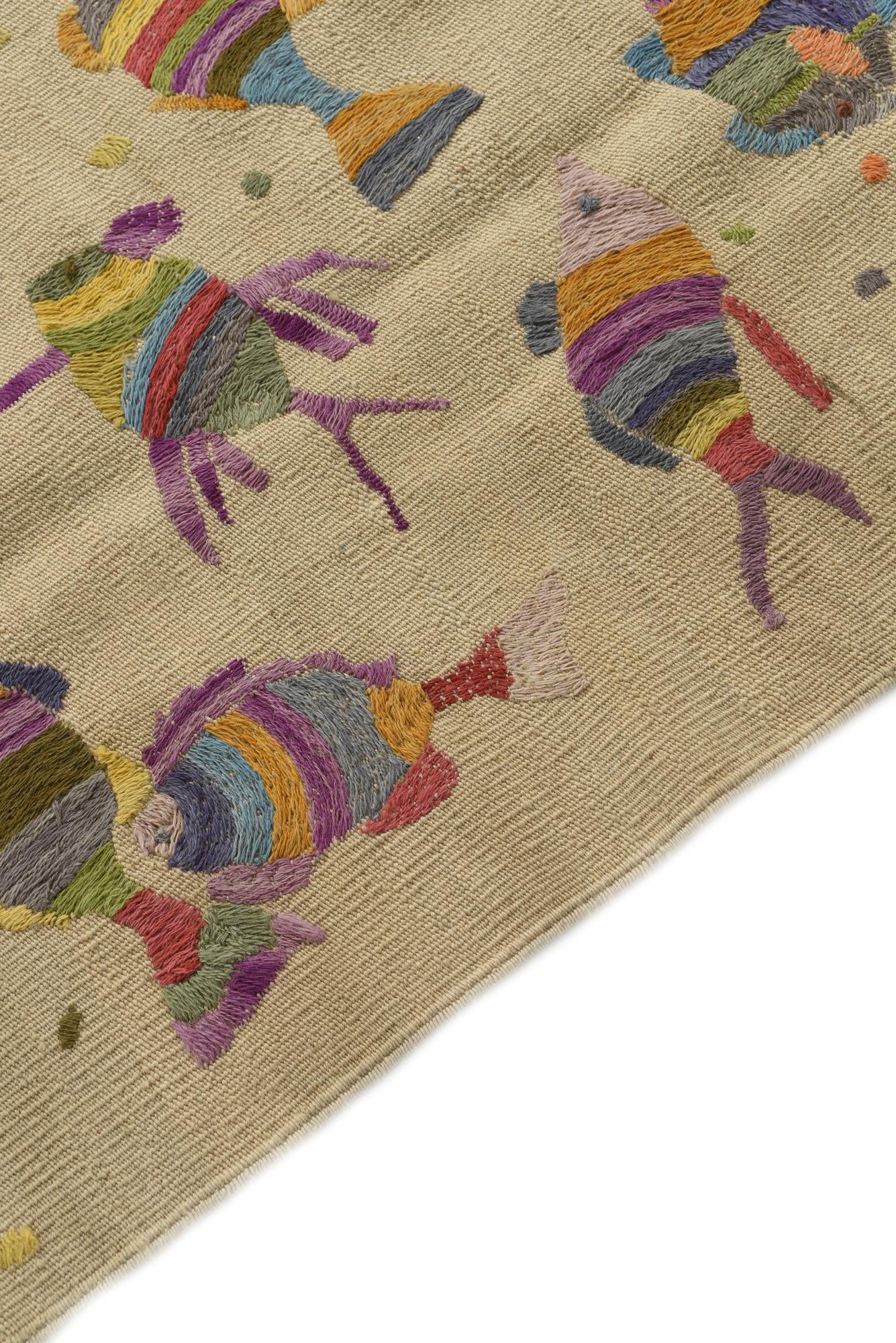 4' 2 x 6' Hand Woven Kilim Suzani Wool Rug