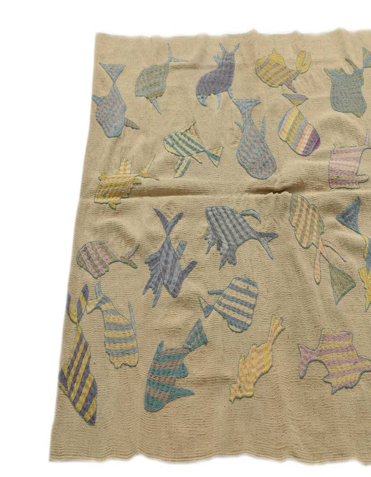 Detail image of 4' 2 x 5' 5  Hand Woven Kilim Suzani Wool Rug