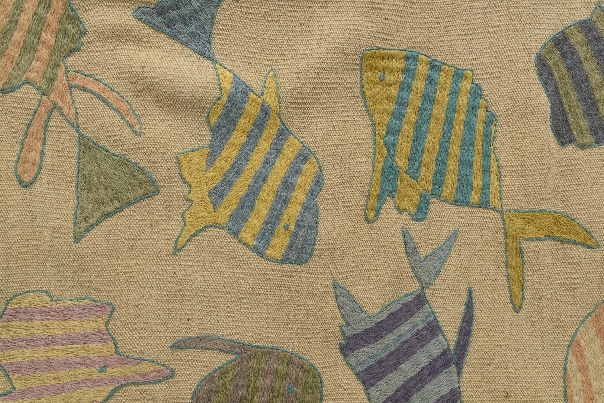 4' 2 x 5' 5 Hand Woven Kilim Suzani Wool Rug