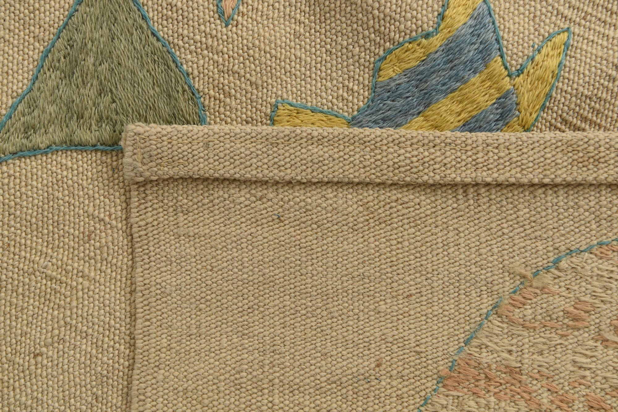 4' 2 x 5' 5 Hand Woven Kilim Suzani Wool Rug