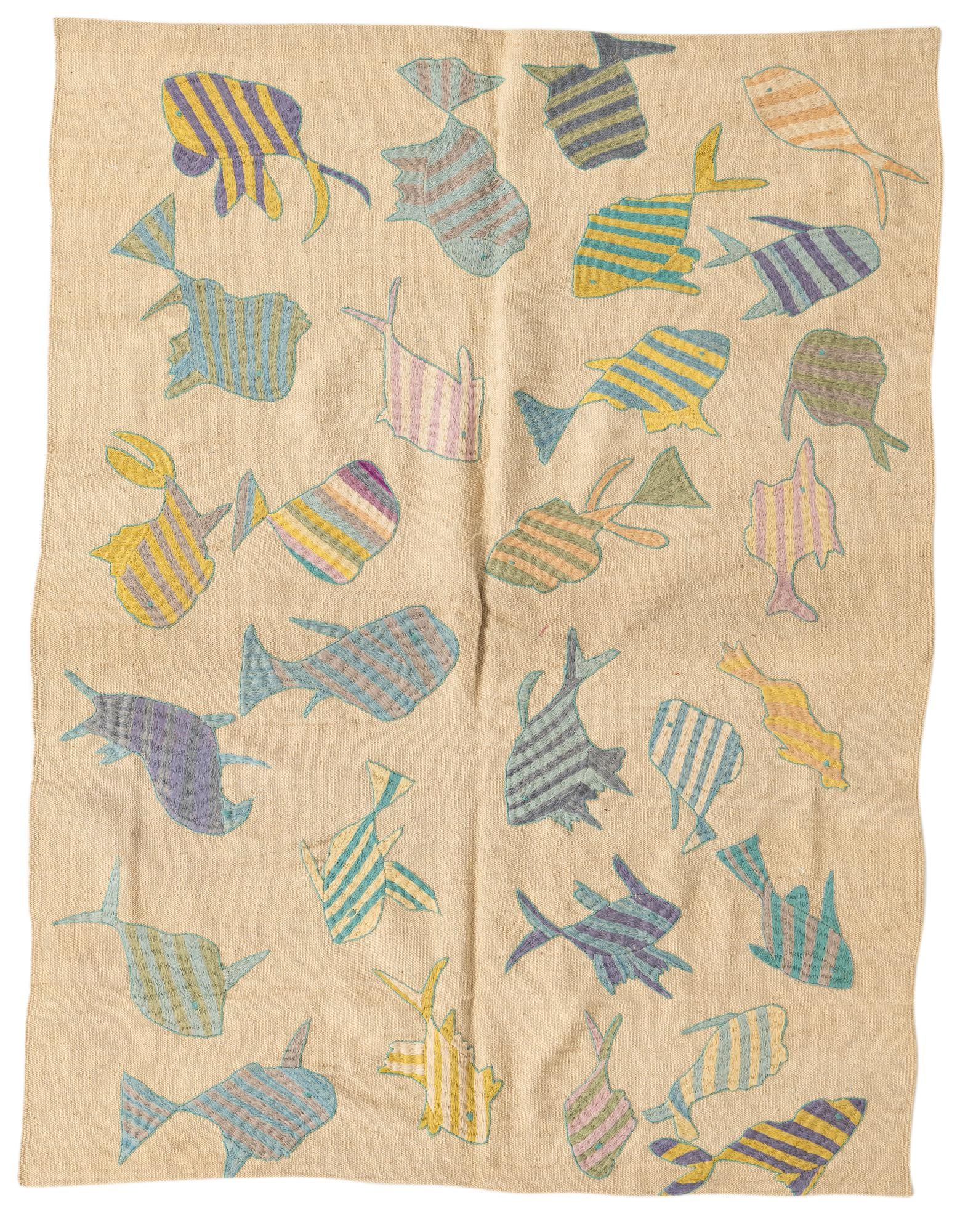 4' 2 x 5' 5 Hand Woven Kilim Suzani Wool Rug