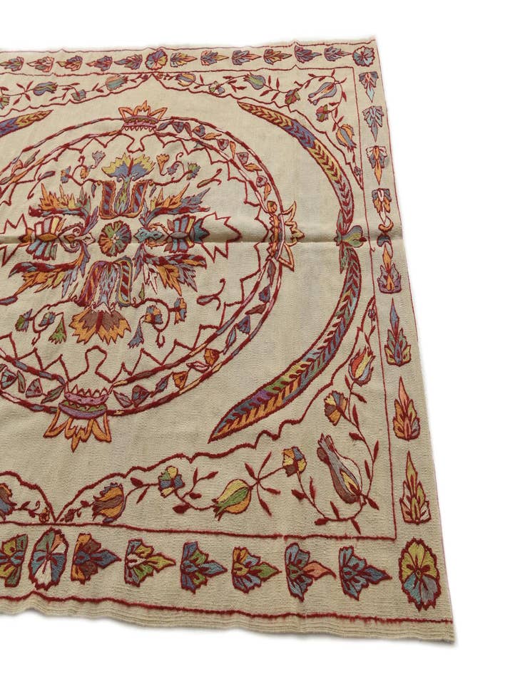 Detail image of 5' 5 x 7' 4 Hand Woven Kilim Suzani Wool Rug