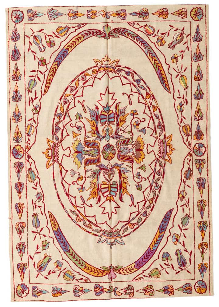 5' 5 x 7' 4 Hand Woven Kilim Suzani Wool Rug