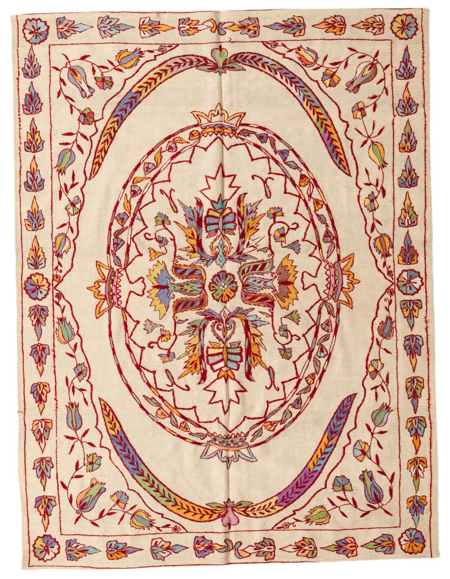 5' 5 x 7' 4 Hand Woven Kilim Suzani Wool Rug