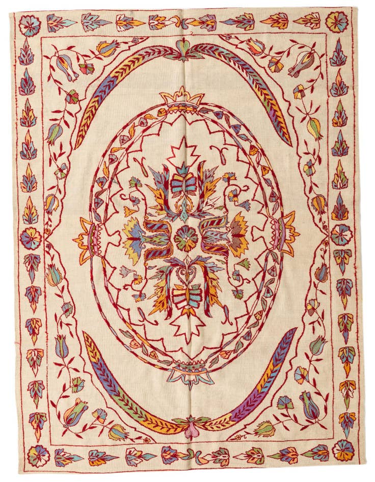 Detail image of 5' 5 x 7' 4 Hand Woven Kilim Suzani Wool Rug
