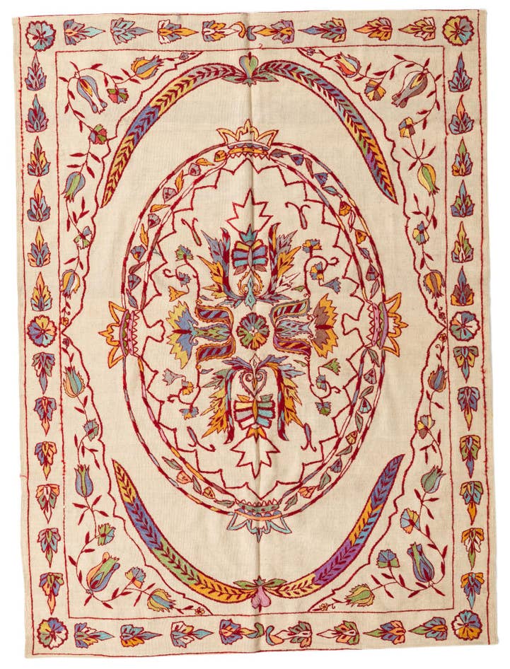 Detail image of 5' 5 x 7' 4 Hand Woven Kilim Suzani Wool Rug