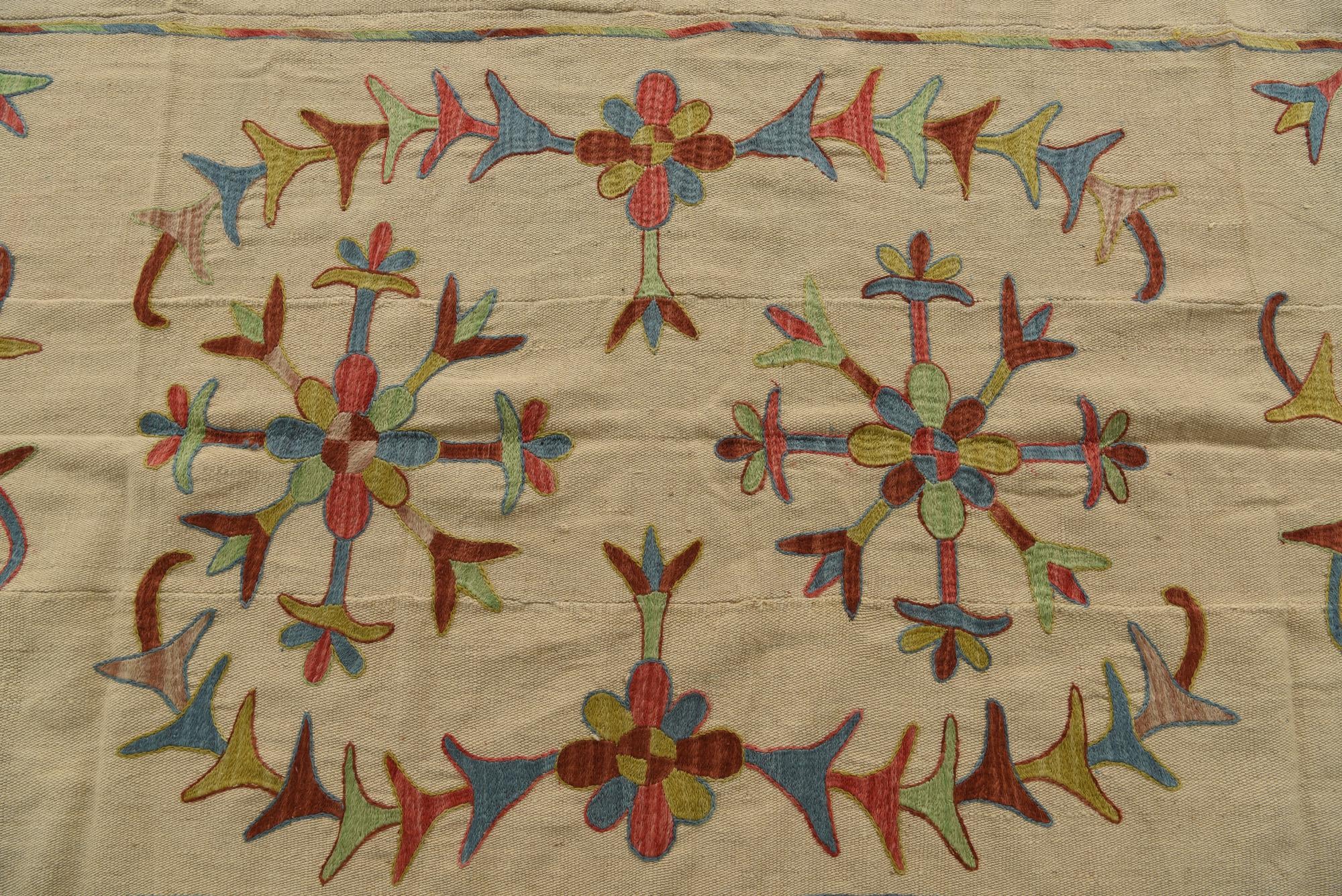 5' 5 x 7' 10 Hand Woven Kilim Suzani Wool Rug