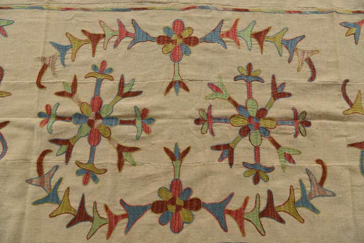 5' 5 x 7' 10 Hand Woven Kilim Suzani Wool Rug
