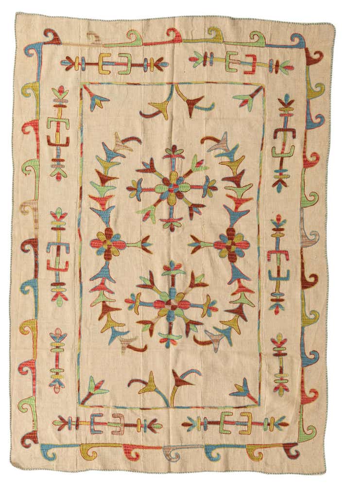 5' 5 x 7' 10 Hand Woven Kilim Suzani Wool Rug