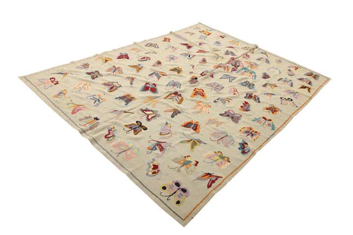 6' 9 x 9' 2 Hand Woven Kilim Suzani Wool Rug