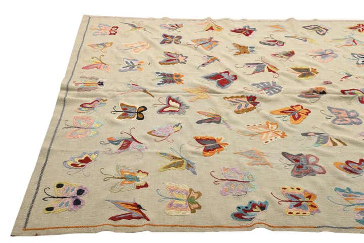 6' 9 x 9' 2 Hand Woven Kilim Suzani Wool Rug