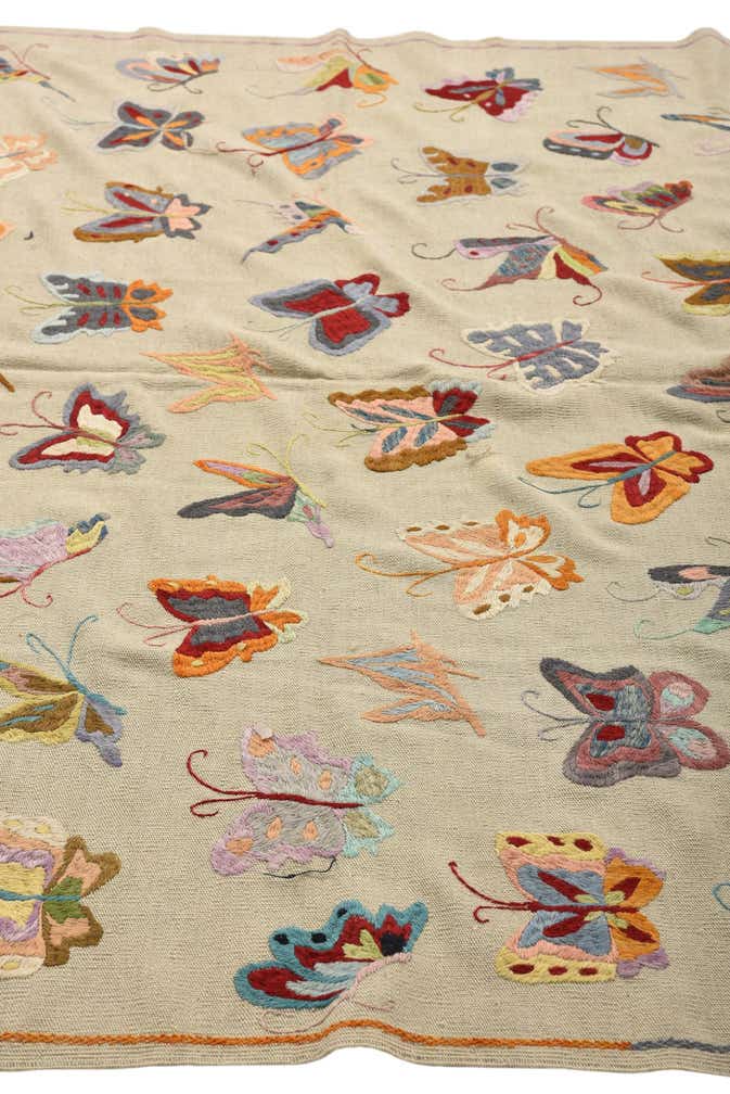 6' 9 x 9' 2 Hand Woven Kilim Suzani Wool Rug