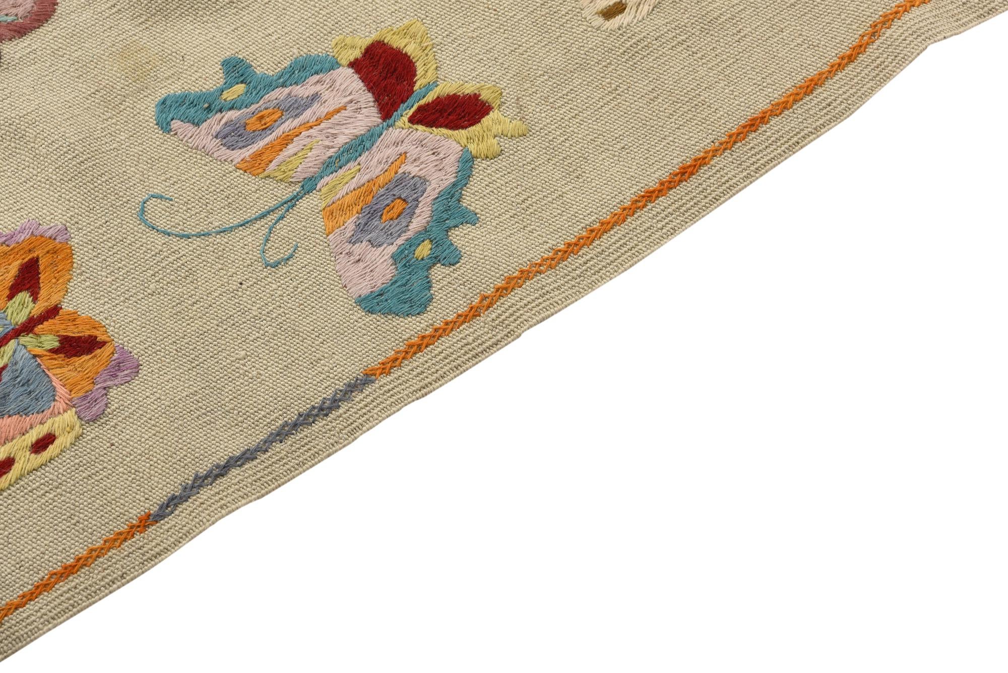 6' 9 x 9' 2 Hand Woven Kilim Suzani Wool Rug