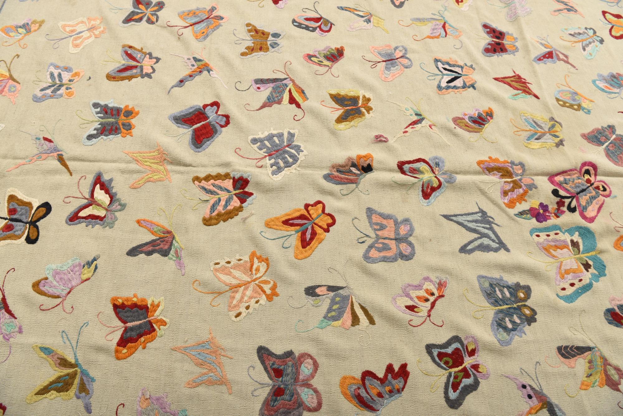 6' 9 x 9' 2 Hand Woven Kilim Suzani Wool Rug