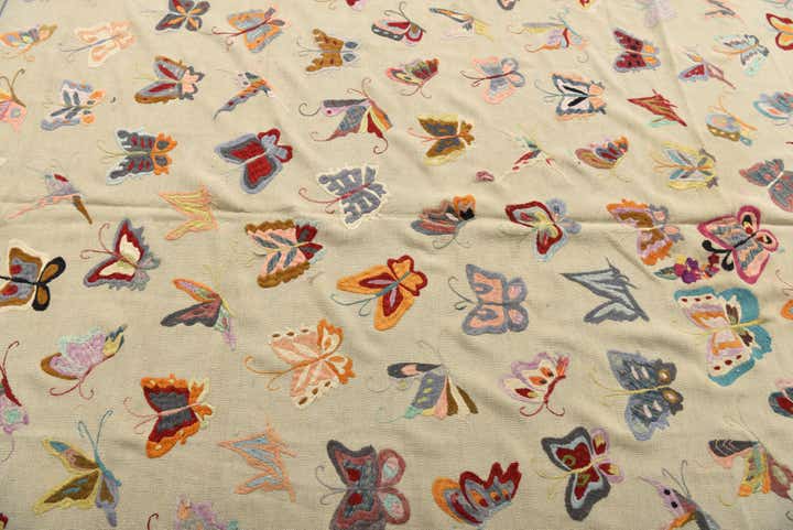 6' 9 x 9' 2 Hand Woven Kilim Suzani Wool Rug