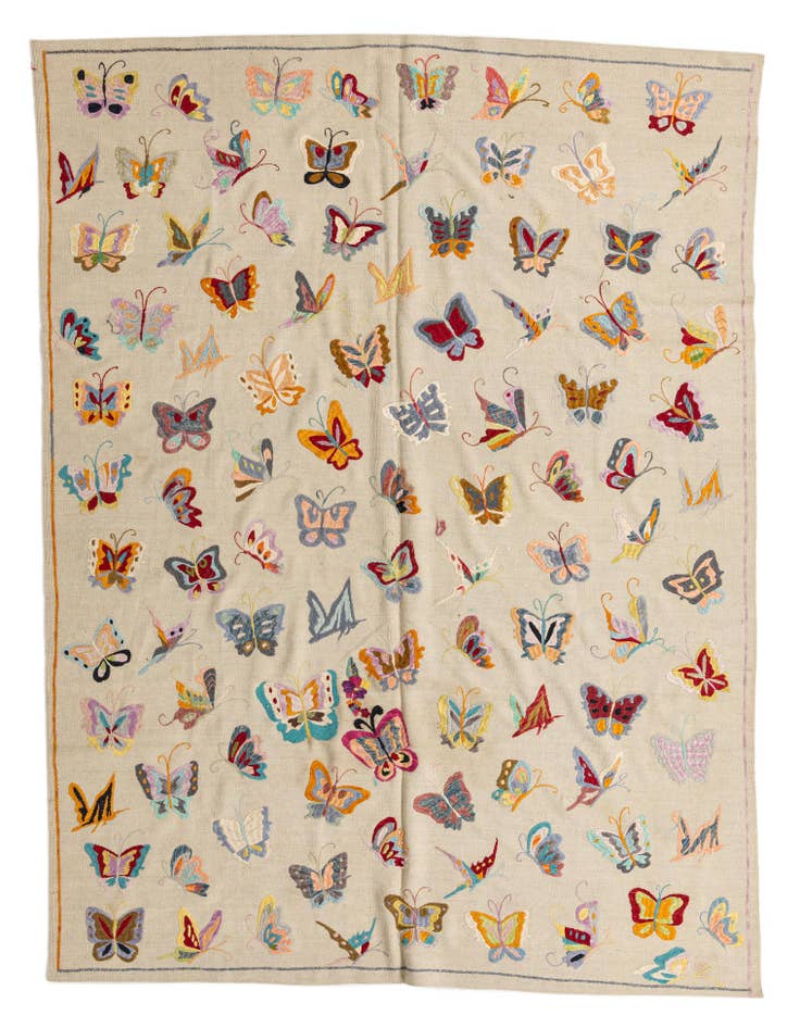 Detail image of 6' 9 x 9' 2 Hand Woven Kilim Suzani Wool Rug