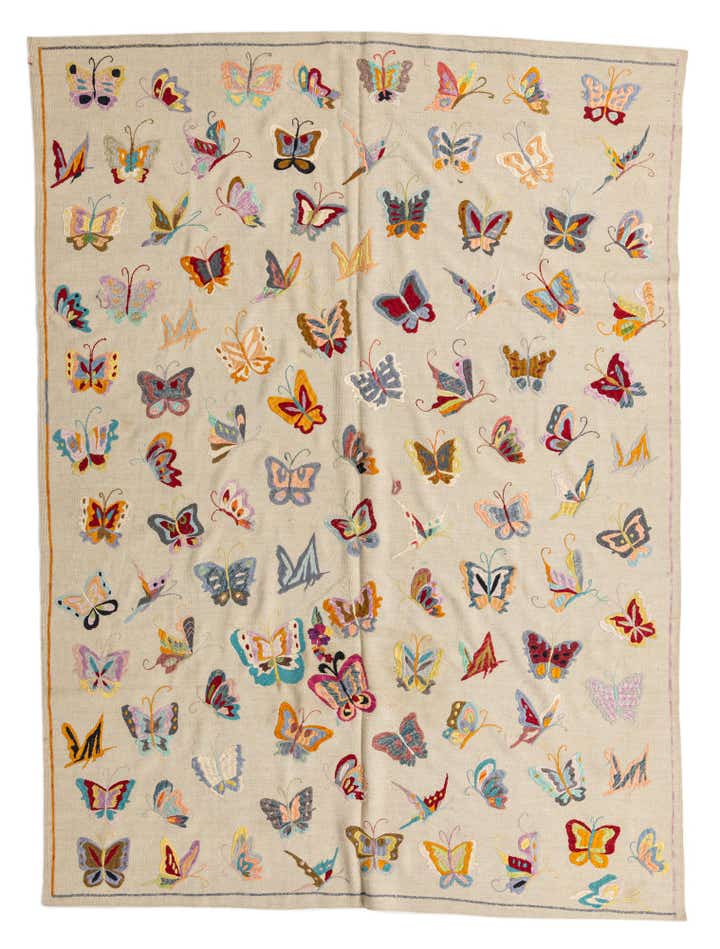 6' 9 x 9' 2 Hand Woven Kilim Suzani Wool Rug