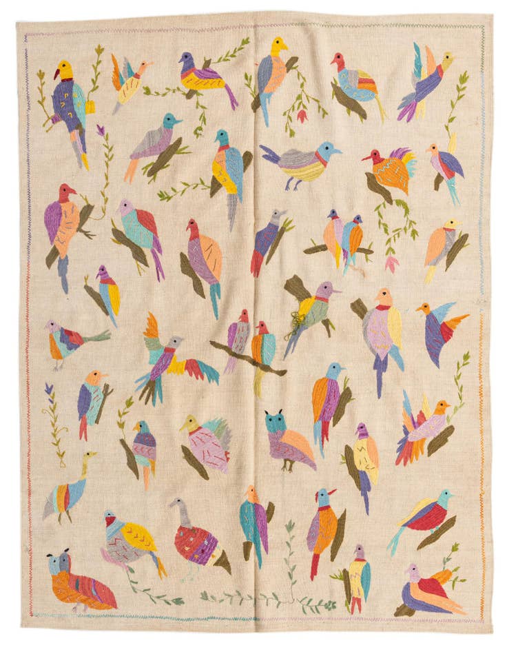 Detail image of 6' x 7' 5 Hand Woven Kilim Suzani Wool Rug