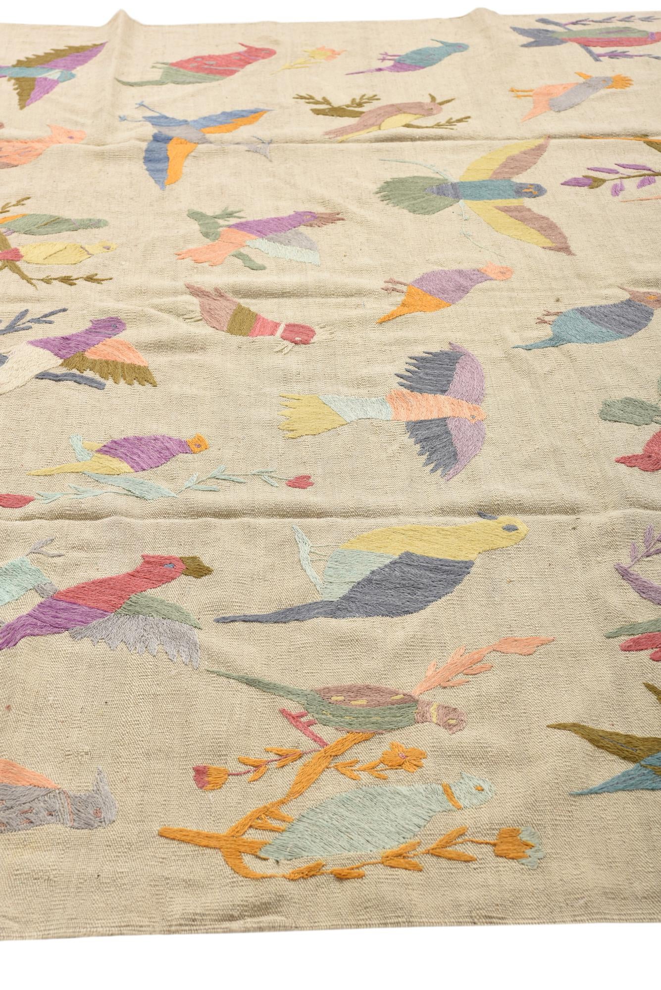 7' 9 x 9' 1 Hand Woven Kilim Suzani Wool Rug