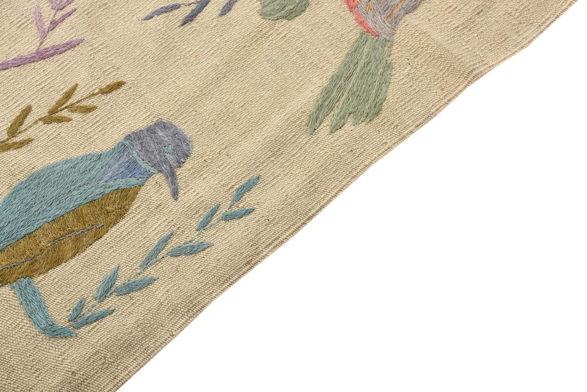 7' 9 x 9' 1 Hand Woven Kilim Suzani Wool Rug