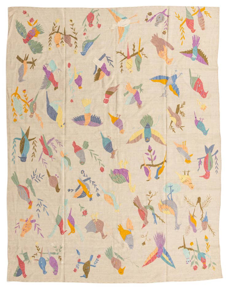 Detail image of 7' 9 x 9' 1 Hand Woven Kilim Suzani Wool Rug