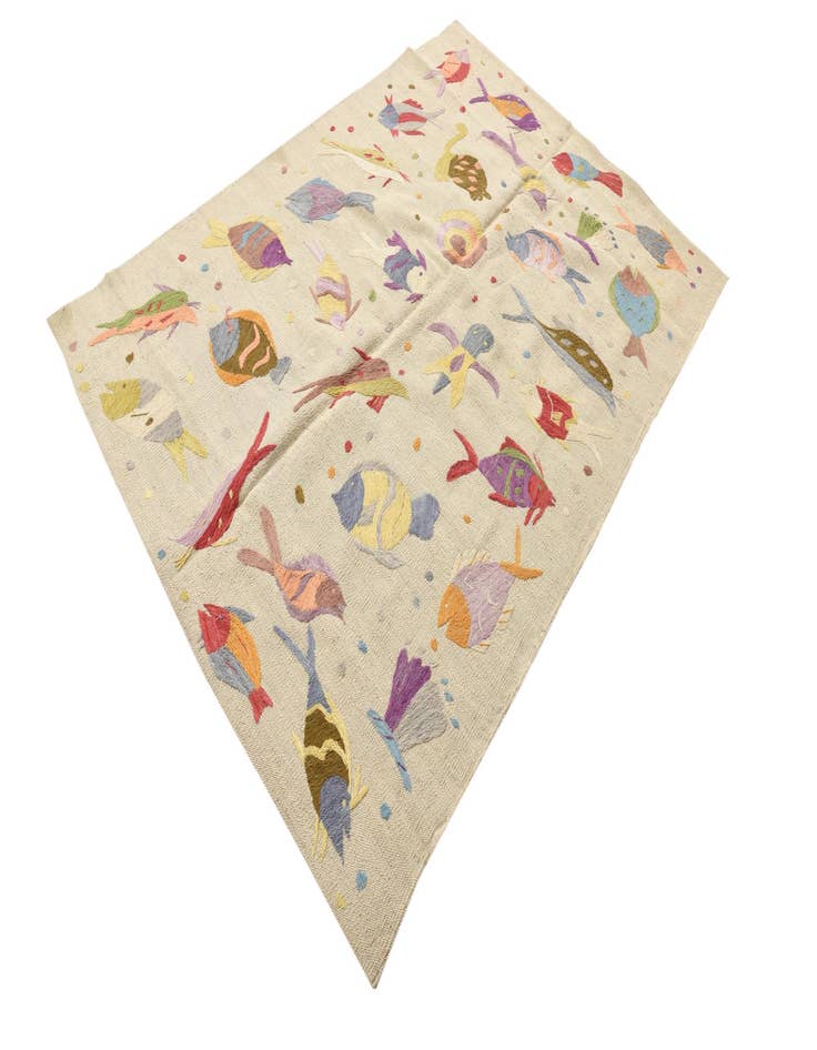 Detail image of 4' x 5' 6  Hand Woven Kilim Suzani Wool Rug