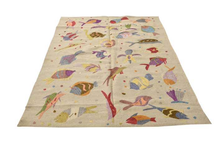 120cm x 170cm Tejido a mano Kilim Suzani Alfombra Lana