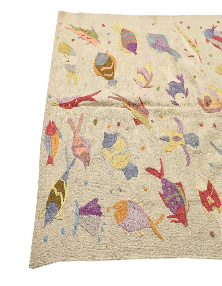 Detail image of 4' x 5' 6  Hand Woven Kilim Suzani Wool Rug