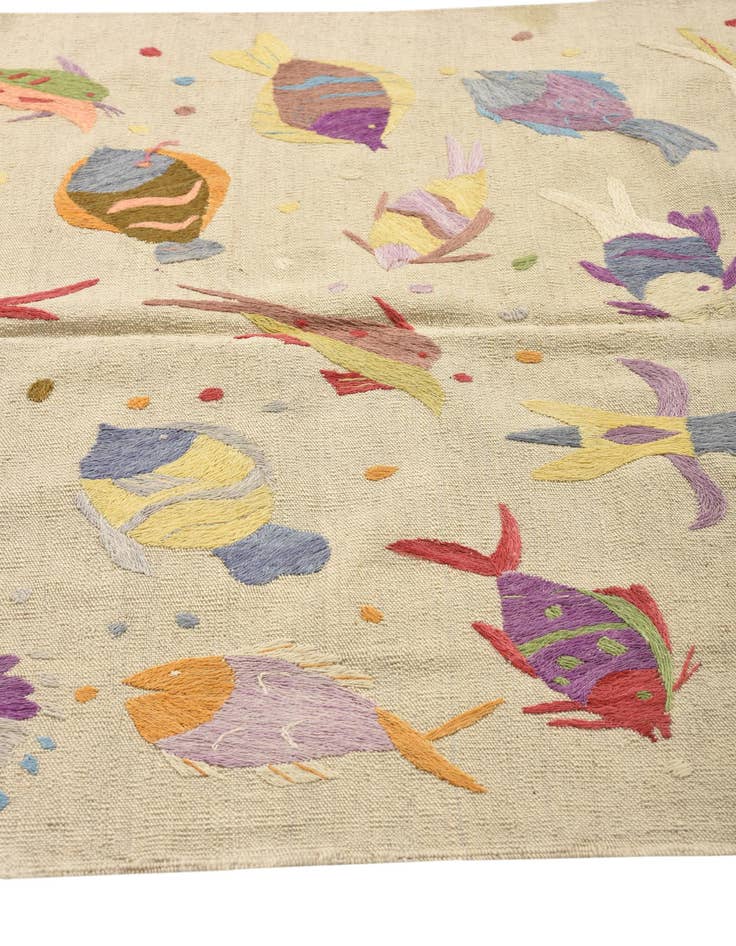 Detail image of 4' x 5' 6  Hand Woven Kilim Suzani Wool Rug