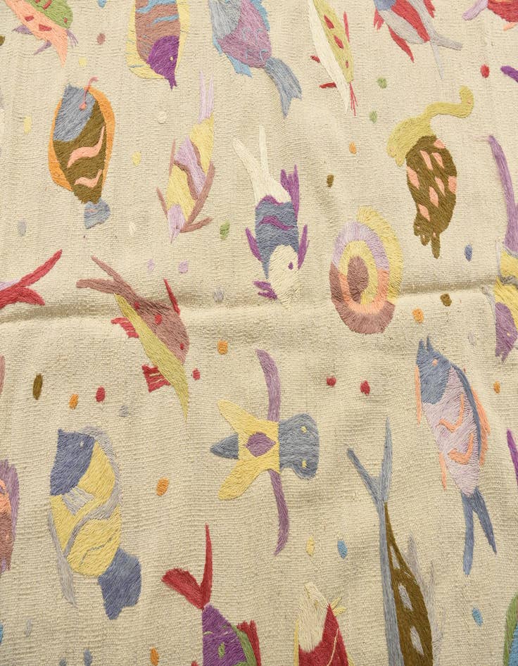 Detail image of 4' x 5' 6  Hand Woven Kilim Suzani Wool Rug