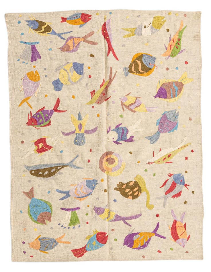Detail image of 4' x 5' 6 Hand Woven Kilim Suzani Wool Rug