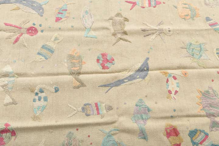 3' 2 x 4' 10 Hand Woven Kilim Suzani Wool Rug