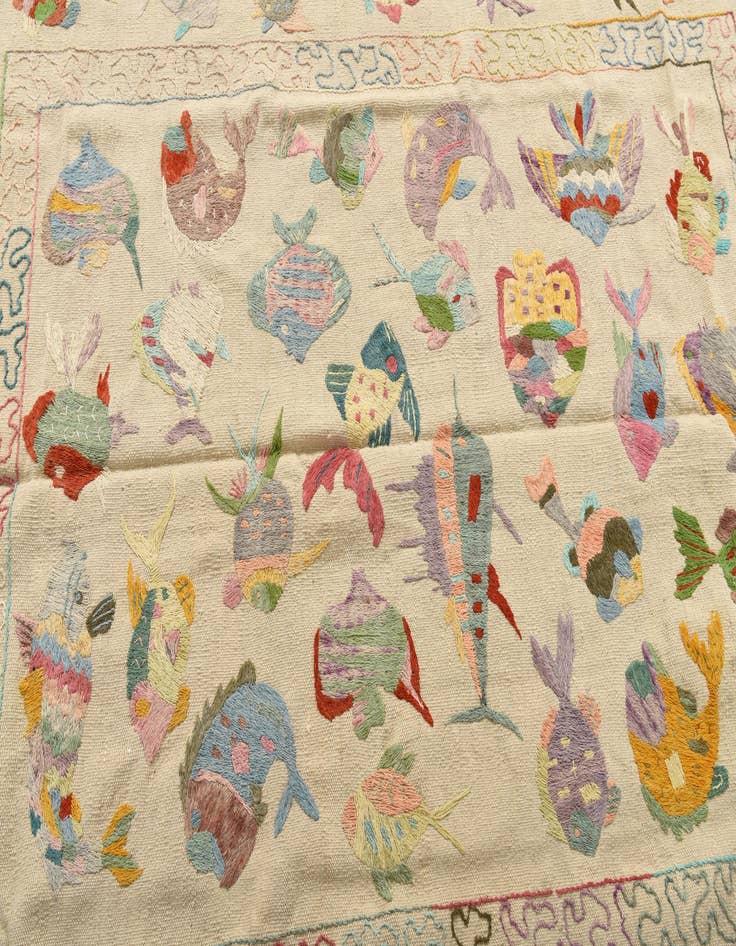 Detail image of 4' 9 x 6' 7  Hand Woven Kilim Suzani Wool Rug