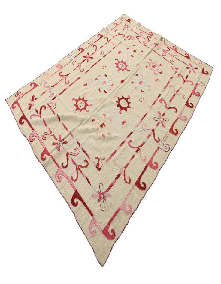 Detail image of 5' 7 x 7' 5  Hand Woven Kilim Suzani Wool Rug