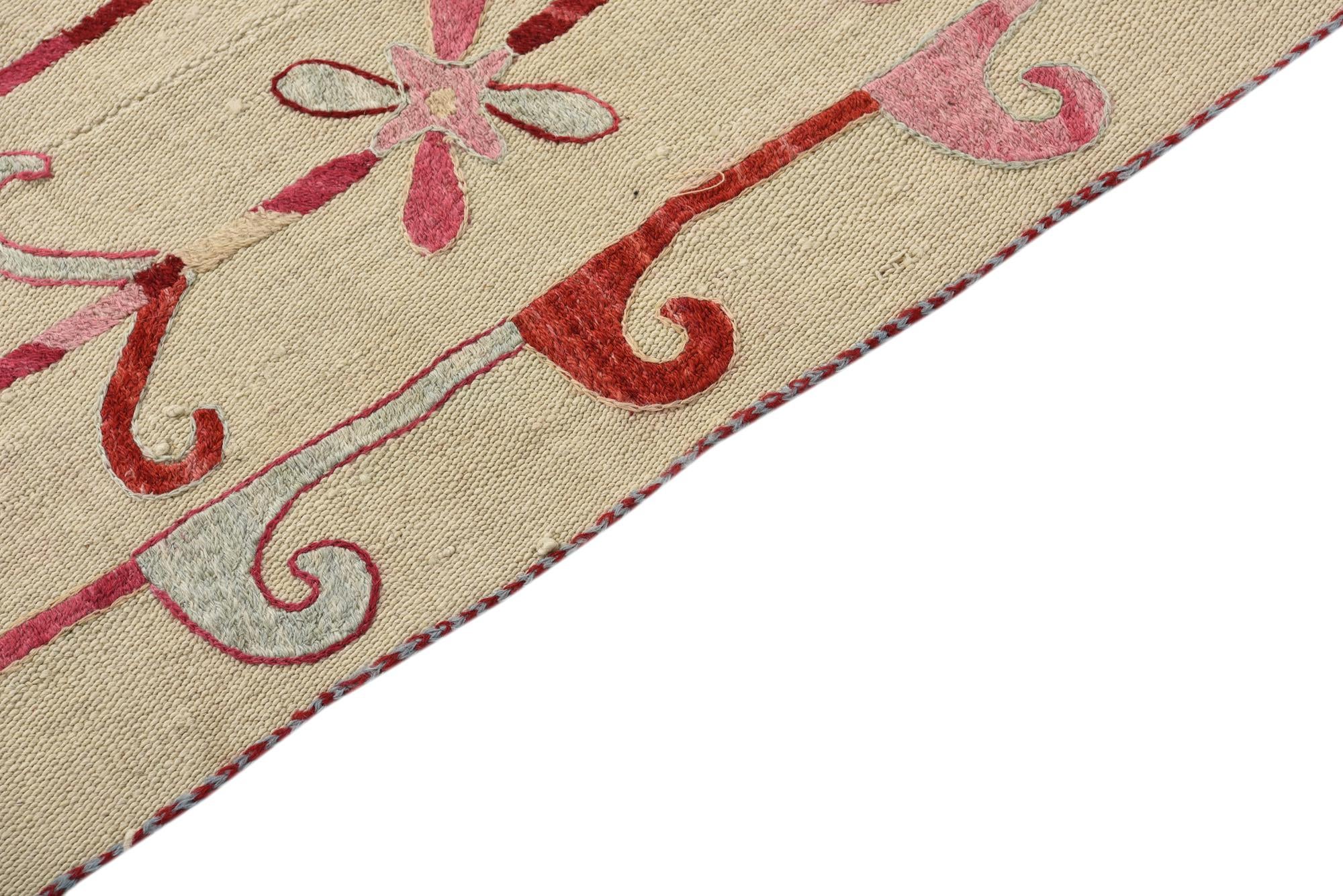 5' 7 x 7' 5 Hand Woven Kilim Suzani Wool Rug